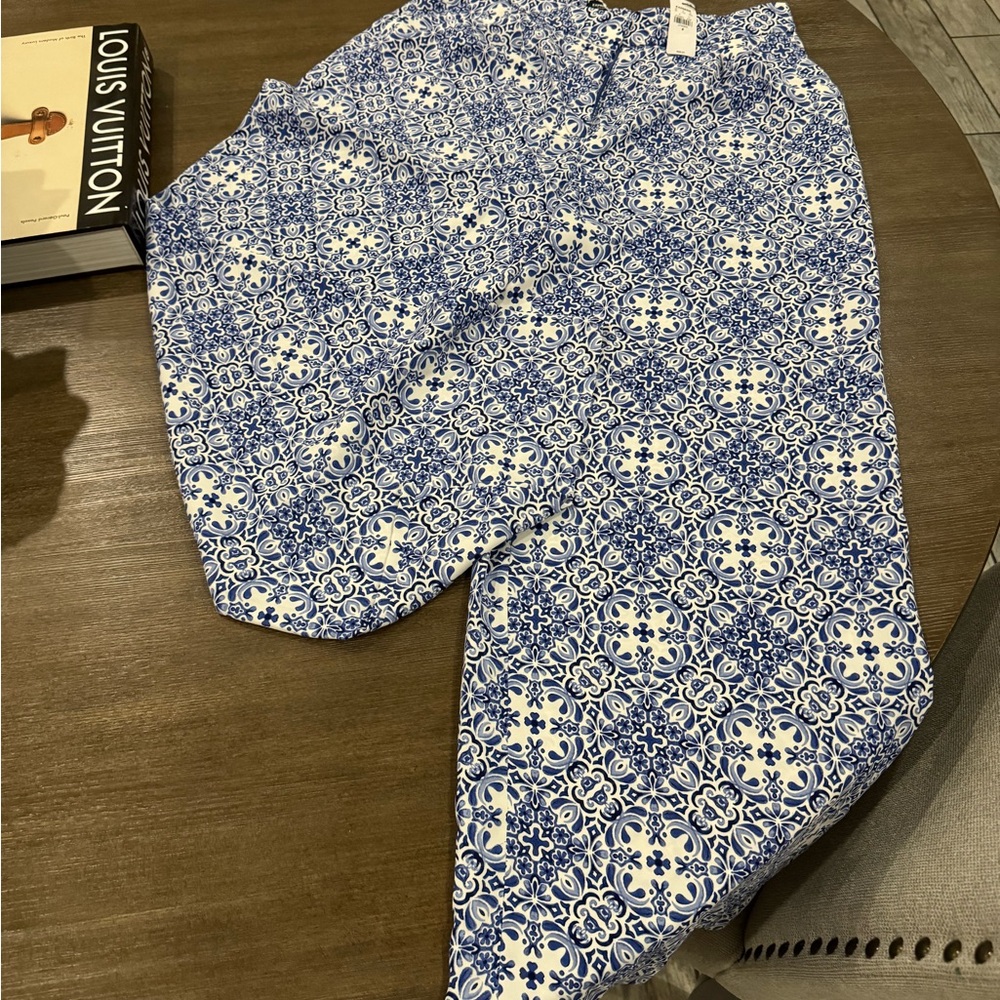 Express Floral Blue and White dress pants NWT M